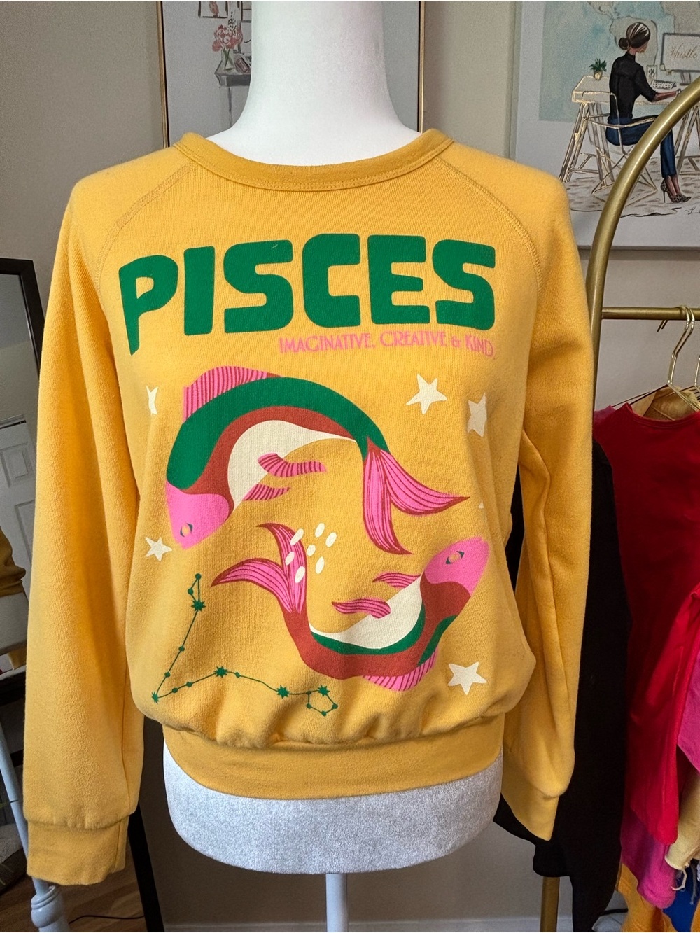 Anthropologie The Carolita Zodiac Sweatshirt, Pisces Small